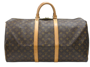 LOUIS VUITTON ルイヴィトン キーポル55 ボストンバッグ M41424 モノグラム PVC ヌメ革 ブラウン 美品 中古 4b006813