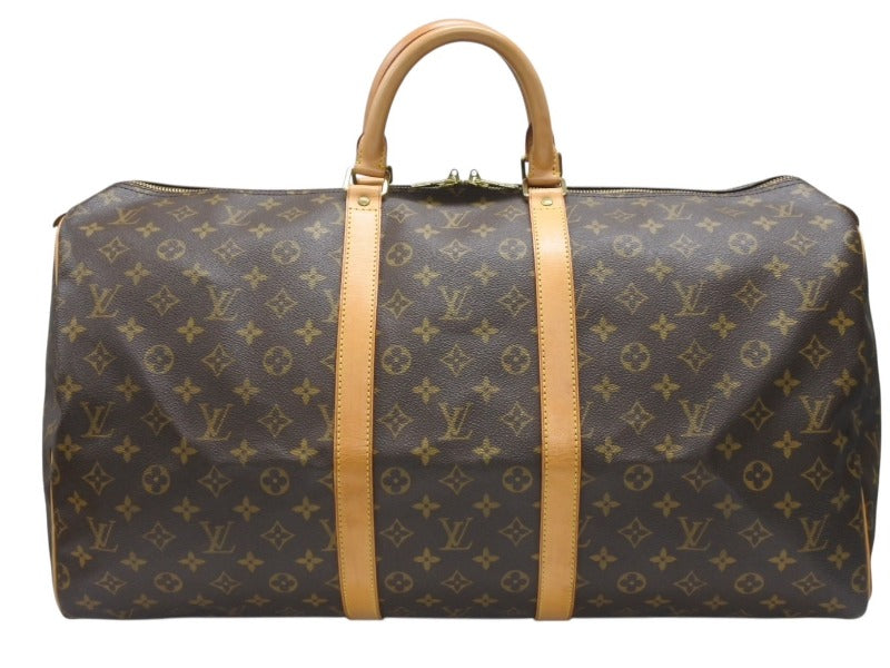 LOUIS VUITTON ルイヴィトン キーポル55 ボストンバッグ M41424 モノグラム PVC ヌメ革 ブラウン 美品 中古 4b006813