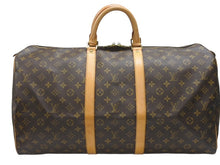 Load image into Gallery viewer, LOUIS VUITTON ルイヴィトン キーポル55 ボストンバッグ M41424 モノグラム PVC ヌメ革 ブラウン 美品 中古 4b006813