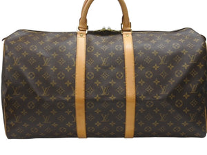 LOUIS VUITTON ルイヴィトン キーポル55 ボストンバッグ M41424 モノグラム PVC ヌメ革 ブラウン 美品 中古 4b006813