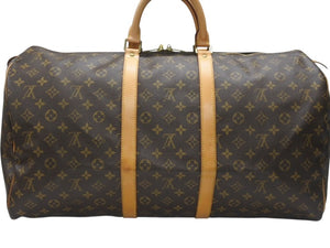 LOUIS VUITTON ルイヴィトン キーポル55 ボストンバッグ M41424 モノグラム PVC ヌメ革 ブラウン 美品 中古 4b006813