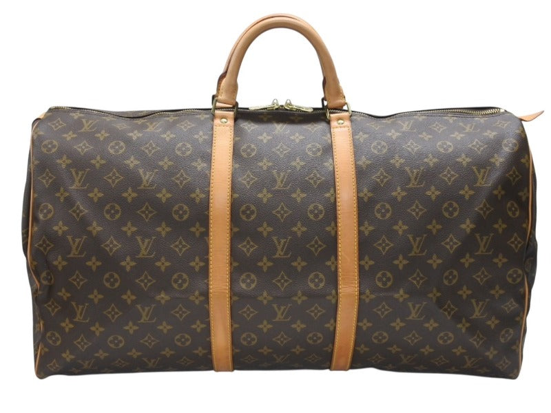 極美品 LOUIS VUITTON ルイヴィトン キーポル60 ボストンバッグ M41422 モノグラム PVC レザー ブラウン 中古 4b006814