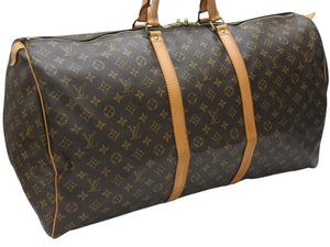 極美品 LOUIS VUITTON ルイヴィトン キーポル60 ボストンバッグ M41422 モノグラム PVC レザー ブラウン 中古 4b006814