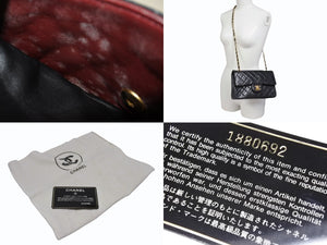 極美品 CHANEL シャネル マトラッセ23 Wフラップ Wチェーンショルダーバッグ 1番台 ラムスキン ココマーク ブラック ゴールド金具 中古 4b006825