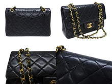 Load image into Gallery viewer, 極美品 CHANEL シャネル マトラッセ23 Wフラップ Wチェーンショルダーバッグ 1番台 ラムスキン ココマーク ブラック ゴールド金具 中古 4b006825