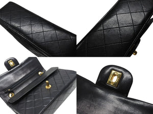 極美品 CHANEL シャネル マトラッセ23 Wフラップ Wチェーンショルダーバッグ 1番台 ラムスキン ココマーク ブラック ゴールド金具 中古 4b006825