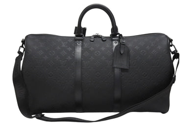 新品同様 LOUIS VUITTON ルイヴィトン モノグラムトリヨン キーポル バンドリエール 50cm M59025 ボストンバッグ ブラック 中古 4b006832