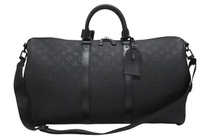 新品同様 LOUIS VUITTON ルイヴィトン モノグラムトリヨン キーポル バンドリエール 50cm M59025 ボストンバッグ ブラック 中古 4b006832