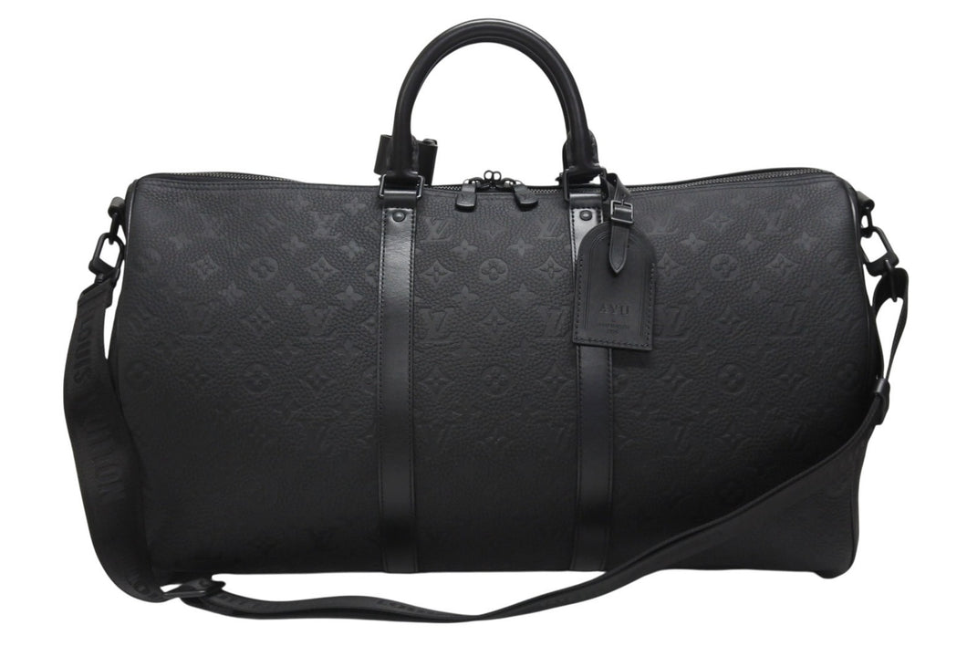 新品同様 LOUIS VUITTON ルイヴィトン モノグラムトリヨン キーポル バンドリエール 50cm M59025 ボストンバッグ ブラック 中古 4b006832