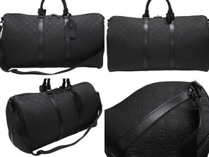 新品同様 LOUIS VUITTON ルイヴィトン モノグラムトリヨン キーポル バンドリエール 50cm M59025 ボストンバッグ ブラック 中古 4b006832