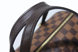 LOUIS VUITTON ルイヴィトン ダミエ エベヌ パピヨンPM ハンドバッグ N51304 筒型 ドラム型 ブラウン ゴールド金具 美品 中古 4b006833