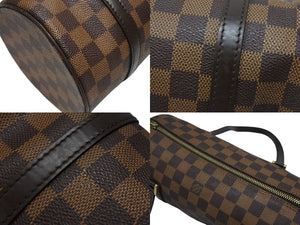 LOUIS VUITTON ルイヴィトン ダミエ エベヌ パピヨンPM ハンドバッグ N51304 筒型 ドラム型 ブラウン ゴールド金具 美品 中古 4b006833