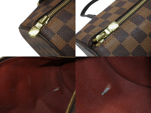 LOUIS VUITTON ルイヴィトン ダミエ エベヌ パピヨンPM ハンドバッグ N51304 筒型 ドラム型 ブラウン ゴールド金具 美品 中古 4b006833