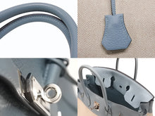 Load image into Gallery viewer, 新品同様 HERMES エルメス BIRKIN バーキン35 ブルー シルバー金具 トゴ トワルアッシュ ハンドバッグ □M刻印 中古 4b006837