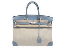 Load image into Gallery viewer, 新品同様 HERMES エルメス BIRKIN バーキン35 ブルー シルバー金具 トゴ トワルアッシュ ハンドバッグ □M刻印 中古 4b006837
