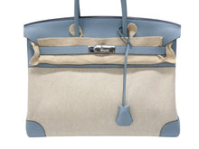 Load image into Gallery viewer, 新品同様 HERMES エルメス BIRKIN バーキン35 ブルー シルバー金具 トゴ トワルアッシュ ハンドバッグ □M刻印 中古 4b006837