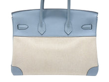 Load image into Gallery viewer, 新品同様 HERMES エルメス BIRKIN バーキン35 ブルー シルバー金具 トゴ トワルアッシュ ハンドバッグ □M刻印 中古 4b006837
