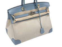 Load image into Gallery viewer, 新品同様 HERMES エルメス BIRKIN バーキン35 ブルー シルバー金具 トゴ トワルアッシュ ハンドバッグ □M刻印 中古 4b006837