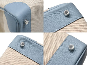 新品同様 HERMES エルメス BIRKIN バーキン35 ブルー シルバー金具 トゴ トワルアッシュ ハンドバッグ □M刻印 中古 4b006837