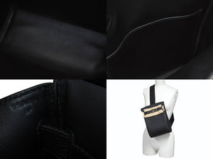 新品未使用 エルメス HERMES ケリーアッカドPM W刻印 ワンショルダーバッグ ブラック 新型 シルバー金具 中古 4b006839