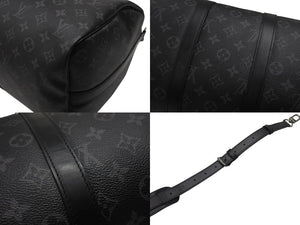 極美品 LOUIS VUITTON ルイヴィトン エクリプス キーポル バンドリエール45 ボストンバッグ M40569 シルバー金具 ブラック 中古 4b006840