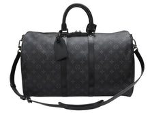 Load image into Gallery viewer, 極美品 LOUIS VUITTON ルイヴィトン エクリプス キーポル バンドリエール45 ボストンバッグ M40569 シルバー金具 ブラック 中古 4b006840