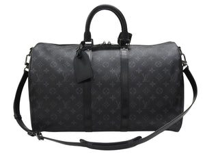 極美品 LOUIS VUITTON ルイヴィトン エクリプス キーポル バンドリエール45 ボストンバッグ M40569 シルバー金具 ブラック 中古 4b006840