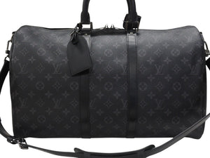 極美品 LOUIS VUITTON ルイヴィトン エクリプス キーポル バンドリエール45 ボストンバッグ M40569 シルバー金具 ブラック 中古 4b006840