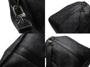 極美品 LOUIS VUITTON ルイヴィトン エクリプス キーポル バンドリエール45 ボストンバッグ M40569 シルバー金具 ブラック 中古 4b006840