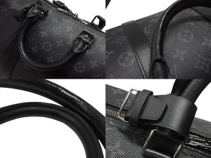 極美品 LOUIS VUITTON ルイヴィトン エクリプス キーポル バンドリエール45 ボストンバッグ M40569 シルバー金具 ブラック 中古 4b006840