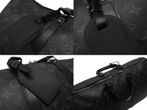 極美品 LOUIS VUITTON ルイヴィトン エクリプス キーポル バンドリエール45 ボストンバッグ M40569 シルバー金具 ブラック 中古 4b006840