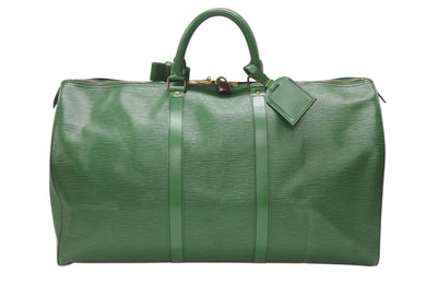 LOUIS VUITTON ルイヴィトン キーポル50 ボストンバッグ M42964 ボルネオグリーン エピレザー ゴールド金具 美品 中古 4b006843