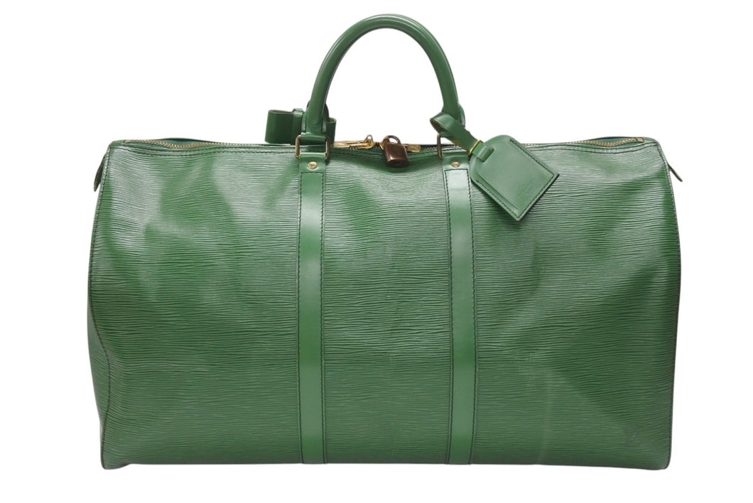 LOUIS VUITTON ルイヴィトン キーポル50 ボストンバッグ M42964 ボルネオグリーン エピレザー ゴールド金具 美品 中古 4b006843