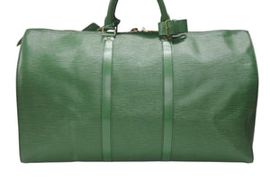LOUIS VUITTON ルイヴィトン キーポル50 ボストンバッグ M42964 ボルネオグリーン エピレザー ゴールド金具 美品 中古 4b006843
