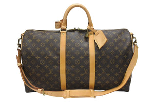 極美品 LOUIS VUITTON ルイヴィトン モノグラム キーポルバンドリエール50 ブラウン M41416 ボストンバッグ 中古 4b006844