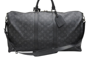 新品同様 LOUIS VUITTON ルイヴィトン キーポル バンドリエール55 ボストンバッグ M40605 モノグラムエクリプス 中古 4b006849