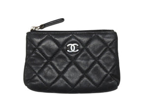 CHANEL シャネル マトラッセ コインケース ココマーク キルティング 15番台 ラムスキン ブラックシルバー金具 美品 中古 4b006852