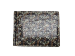 極美品 GOYARD ゴヤール サントマ マネークリップ 二つ折り財布 ヘリンボーン ブラック レザー PVC 中古 4b006853 