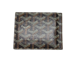 極美品 GOYARD ゴヤール サントマ マネークリップ 二つ折り財布 ヘリンボーン ブラック レザー PVC 中古 4b006853 
