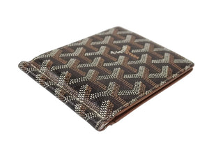 極美品 GOYARD ゴヤール サントマ マネークリップ 二つ折り財布 ヘリンボーン ブラック レザー PVC 中古 4b006853 