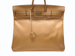 HERMES エルメス Haut a Courroies オータクロア50 ハンドバッグ アルデンヌ ナチュラル ブロンズ金具 〇Z刻印 美品 中古 4b006861