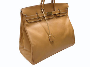 HERMES エルメス Haut a Courroies オータクロア50 ハンドバッグ アルデンヌ ナチュラル ブロンズ金具 〇Z刻印 美品 中古 4b006861
