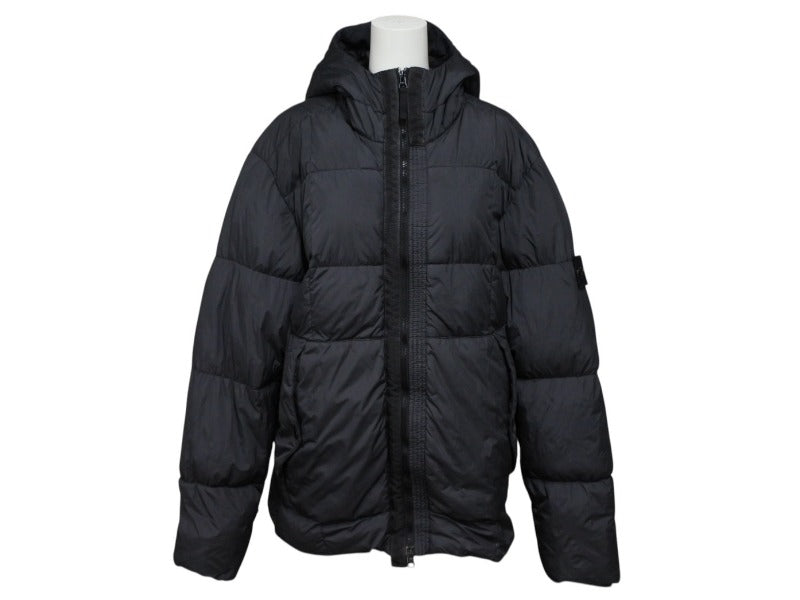 STONE ISLAND ストーンアイランド ダウンジャケット 691541223 サイズL ブラック ナイロン 良品 中古 4b006893