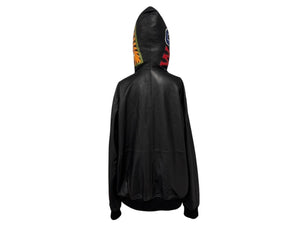 A BATHING APE アベイシングエイプ シャークフルジップジャケット 1I80-140-013 ブラック シープスキン サイズL 美品 中古 4b006897