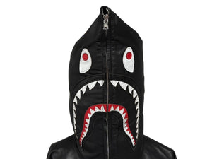 A BATHING APE アベイシングエイプ シャークフルジップジャケット 1I80-140-013 ブラック シープスキン サイズL 美品 中古 4b006897