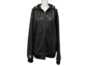 A BATHING APE アベイシングエイプ シャークフルジップジャケット 1I80-140-013 ブラック シープスキン サイズL 美品 中古 4b006897