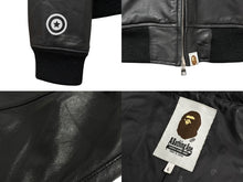 Load image into Gallery viewer, A BATHING APE アベイシングエイプ シャークフルジップジャケット 1I80-140-013 ブラック シープスキン サイズL 美品 中古 4b006897