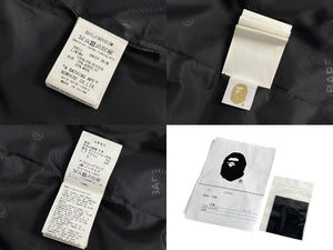 A BATHING APE アベイシングエイプ シャークフルジップジャケット 1I80-140-013 ブラック シープスキン サイズL 美品 中古 4b006897
