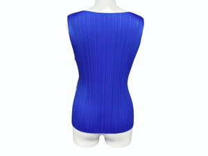 極美品 ISSEY MIYAKE イッセイミヤケ PLEATS PLEASE プリーツプリーズ タンクトップ PP12-JK221 サイズ3 ブルー 中古 4b006899
