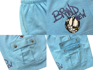 CHROME HEARTS クロムハーツ × MATTY BOY マッティボーイ スウェットショーツ サイズL クロスボールボタン ブルー 良品 中古 4b006901